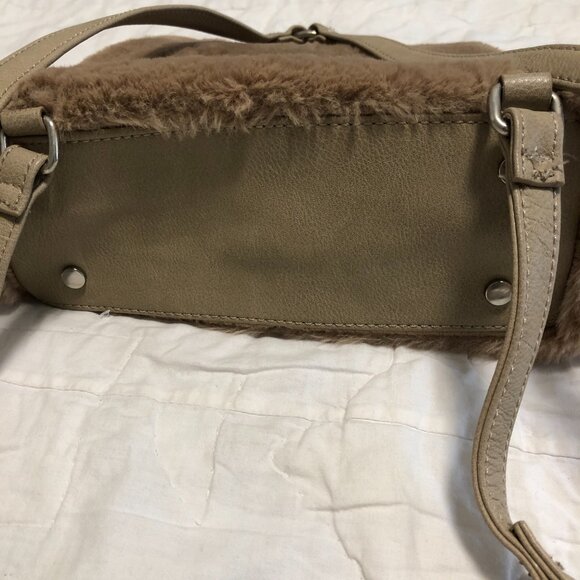Enzo Angiolini Mink Taupe Pink Elegant Faux Fur Backpack Purse Bag - Picture 6 of 9